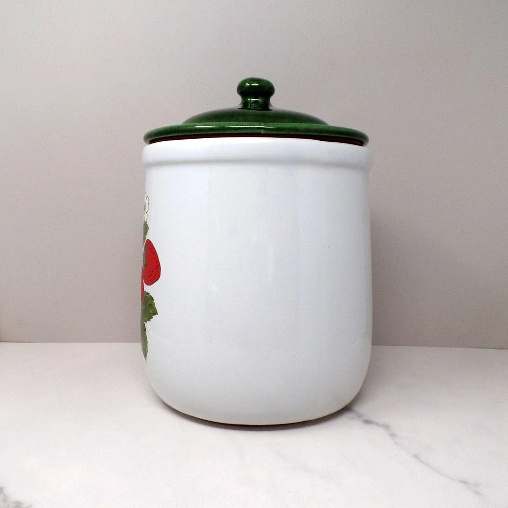 Vintage McCoy Ceramic Strawberry Country Canister, Large #133